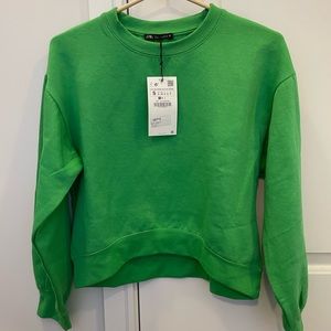 Zara green cropped crew neck
